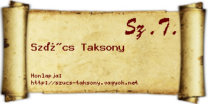 Szűcs Taksony névjegykártya