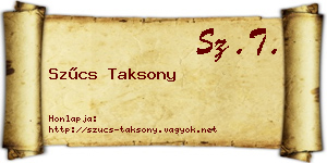 Szűcs Taksony névjegykártya
